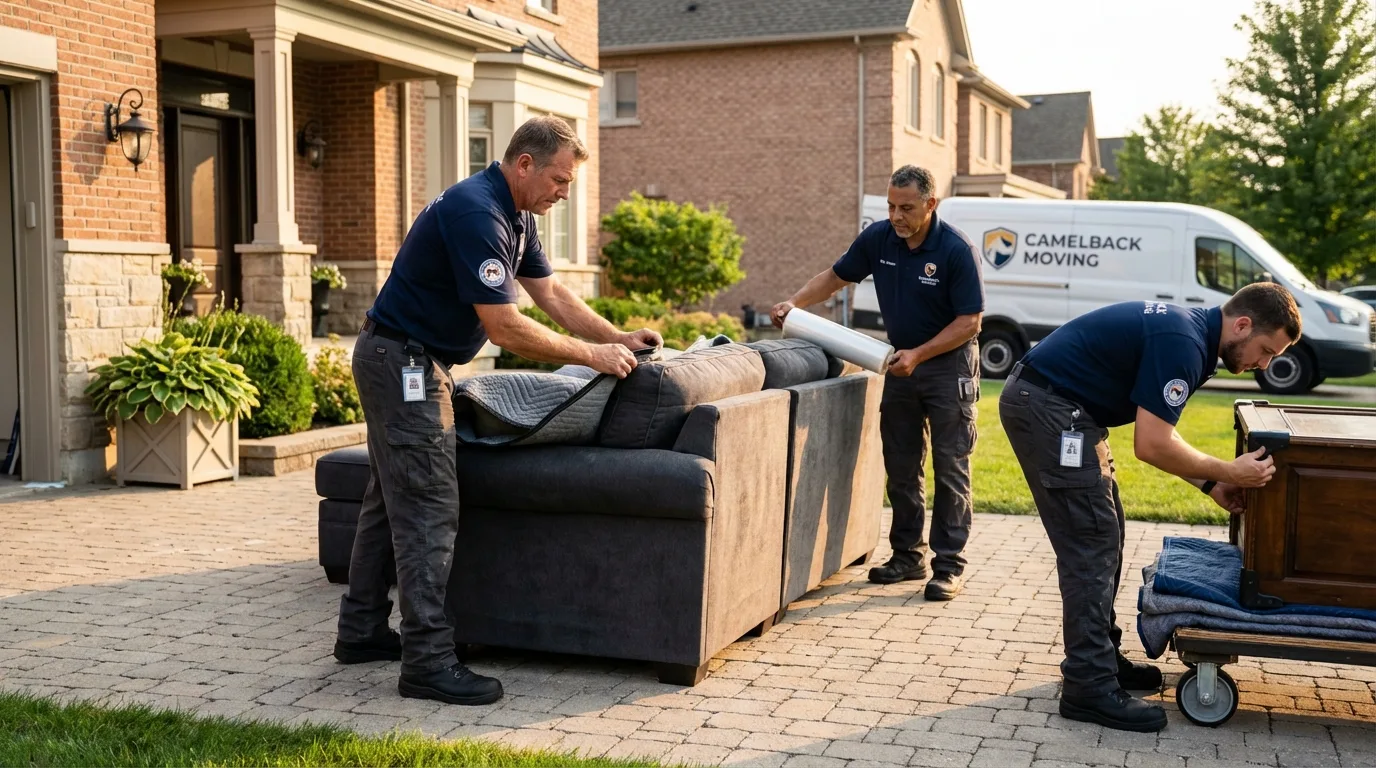 Large estate moving crew wrapping furniture in Davenport, WA