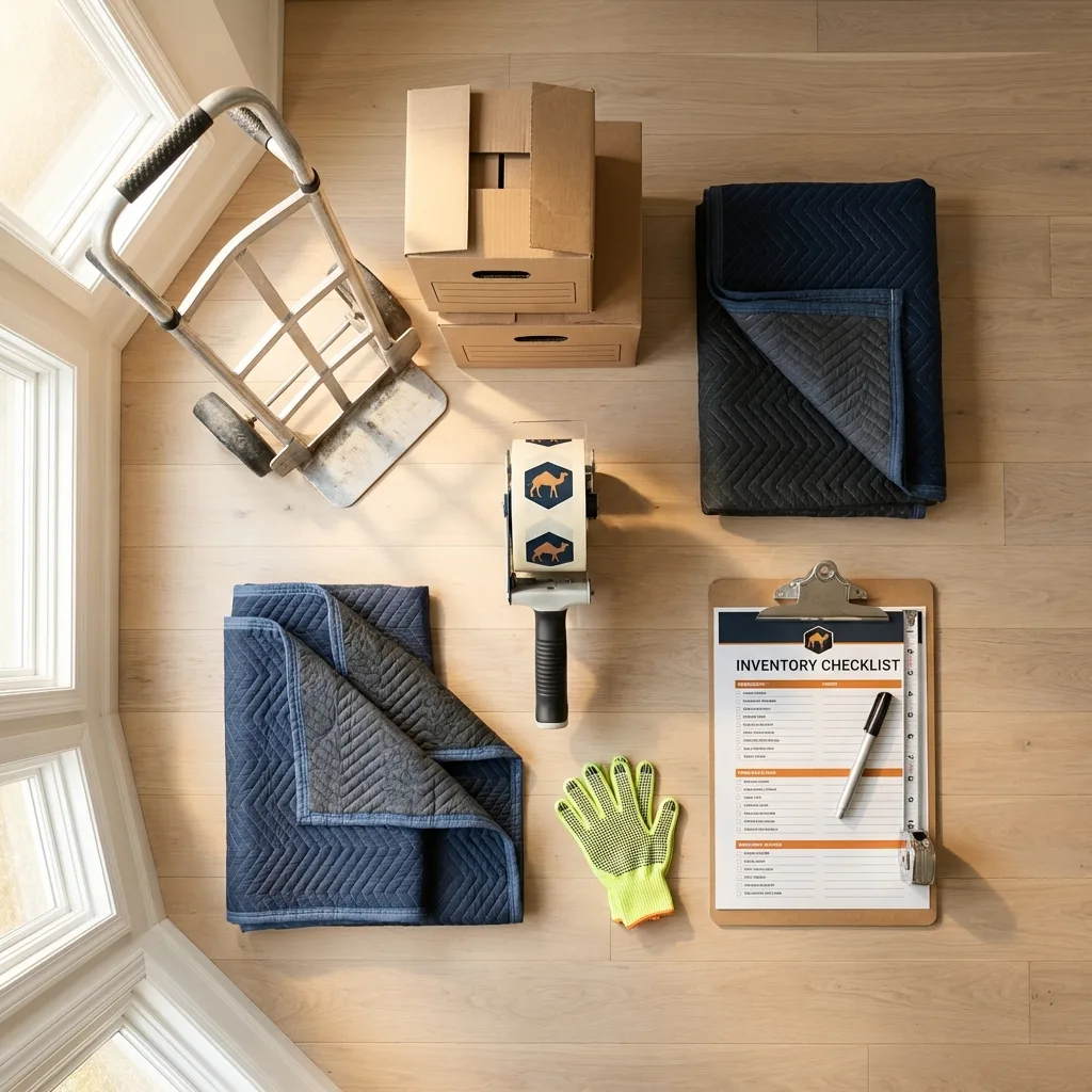 Professional moving supplies and packing materials layout for Davenport residential relocations